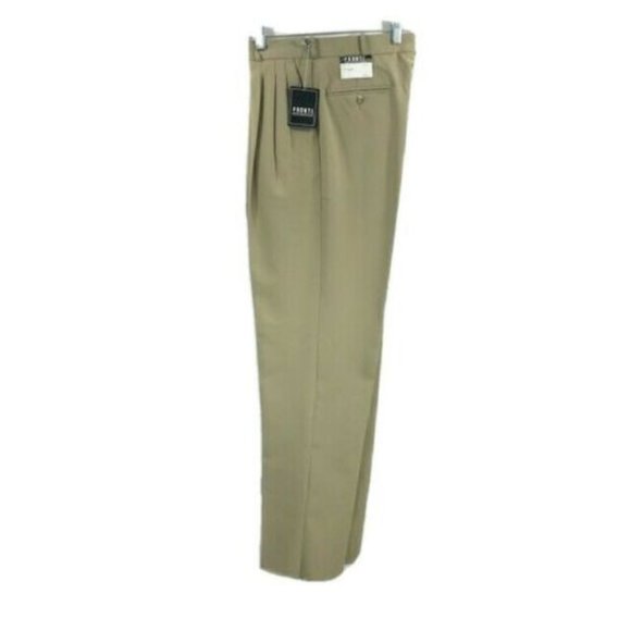 Pronti Men's Khaki Dress Pants Pleated Front Open Hem Size 33" Waist - Picture 3 of 4
